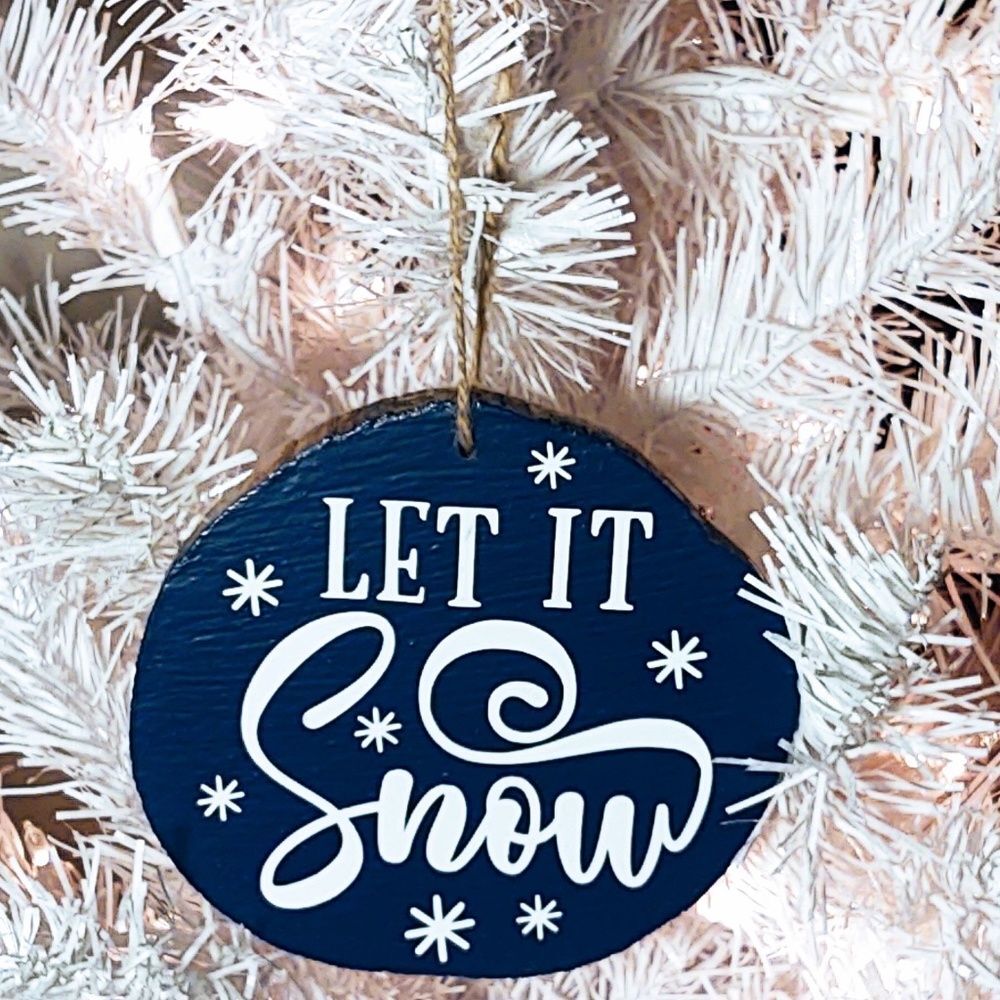 Hand Crafted Wooden Christmas Ornament/ Let It Snow/Christmas Tree Decor